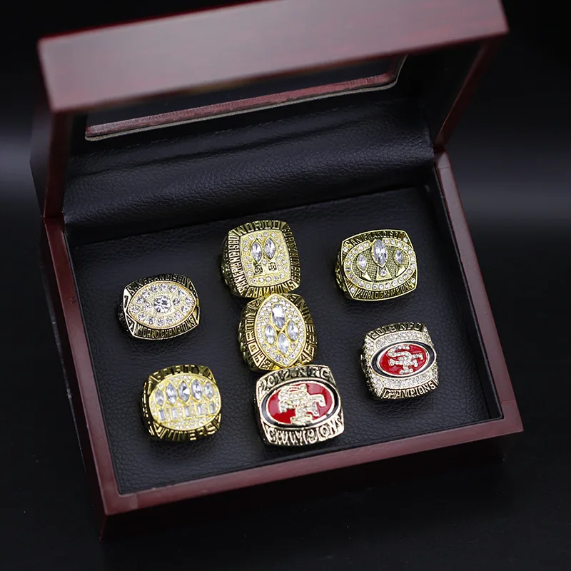 

A Set 49ers Champion Ring Commemorative Ring Stainless Steel ring for boyfriend gift accessories for rugby football fans gift