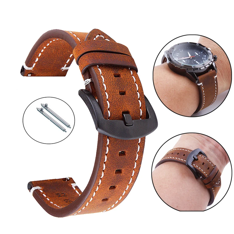 Vintage Genuine Leather Handmade Watchband Strap For Garmin Vivoactive