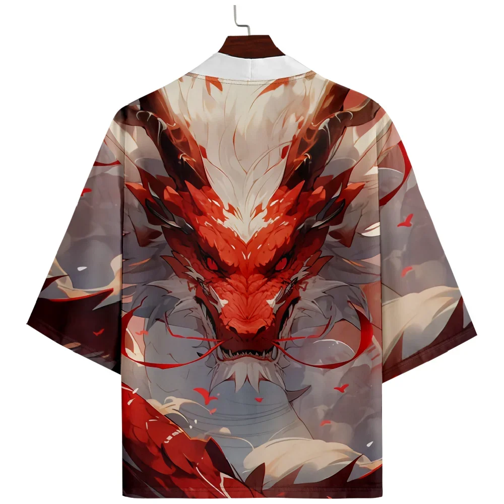

Японское кимоно в виде дракона, модный пляжный кардиган в китайском стиле, мужские рубашки, женская одежда юката, хаори