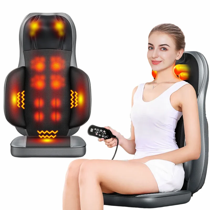 Foldable Back Massage Chair Full Body Massager Neck Shoulder Rolling Pad Lumbar Cervical Cushion Massager Remote Control