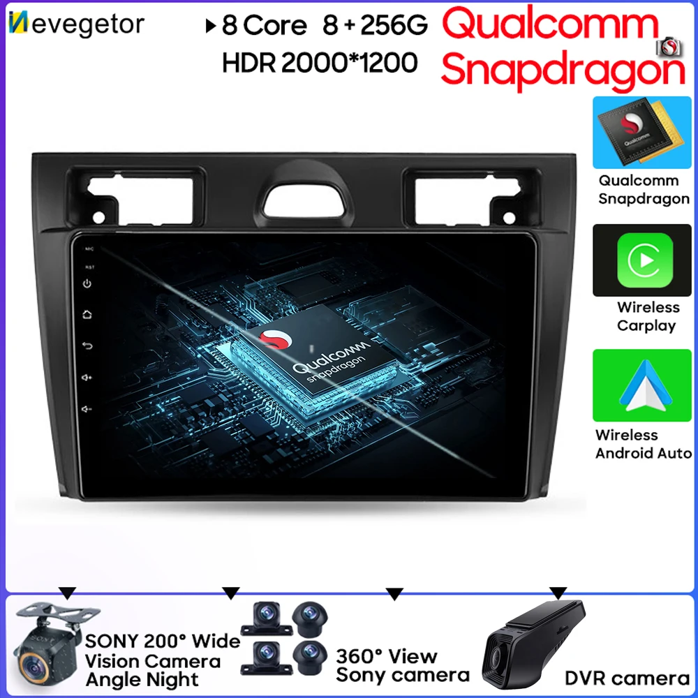 Qualcomm Android 13 Per Ford Fiesta Mk Vi 5 Mk5 2002 - 2008 Lettore Autoradio No 2Din Dvd Stereo Auto Carplay Head Unit 5G Wifi
