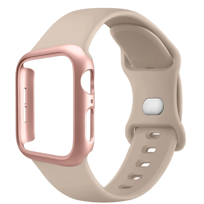 Versatile Protective Silicone Strap and PC Case for Apple Watch - Enhanced Durability and Style