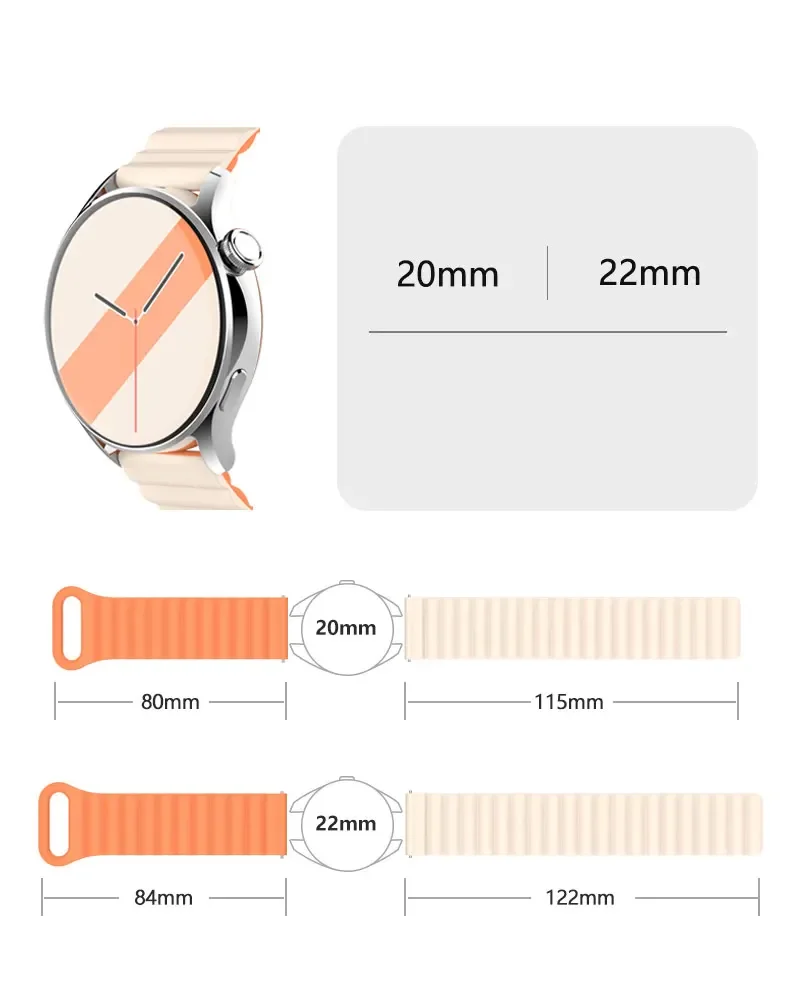 Magnetic Loop Silicone Link Bracelet - Universal Fit 20mm/22mm Watch Strap