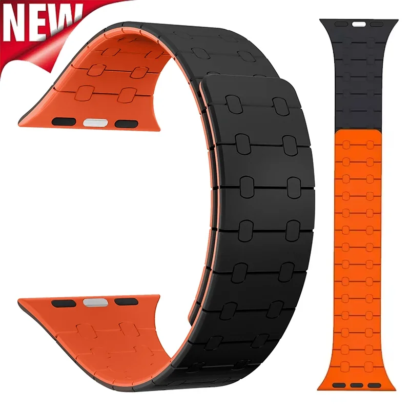 สายซิลิโคนแม่เหล็ก Apple Watch รัดข้อมือ 42-49 มม. สีสดใส