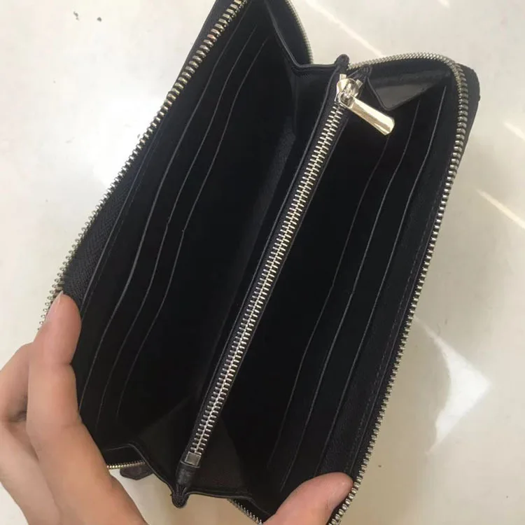 2024 New Fashion Business Men's Wallets Ostrich Skin Genuine Leather Long Organizer Wallet Boy Brand Luxury Card Holder Purse 5