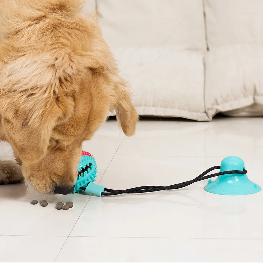 Pet Dog Chew Toy for Large Small Dogs Suction Cup Rubber Ball Rope Interactive Vocal Toys Indestructible Tooth Clean Slow Feeder 3