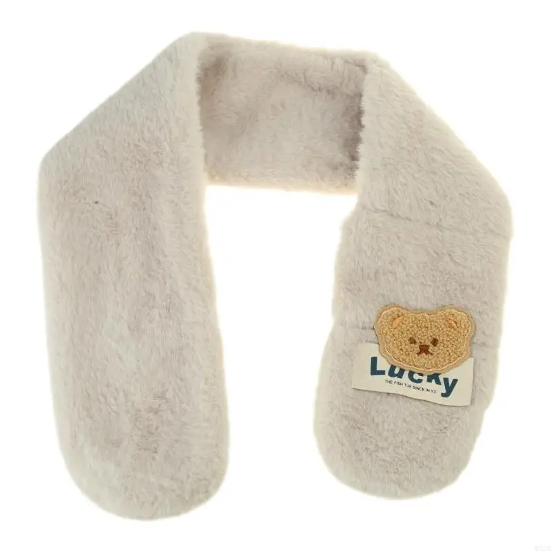 QX2D Cartoon Bear Baby Scarf Autumn Winter Kids Neck Scarf Warm Boys Girls Neckerchief Fashionable Windproof Neck Warmer