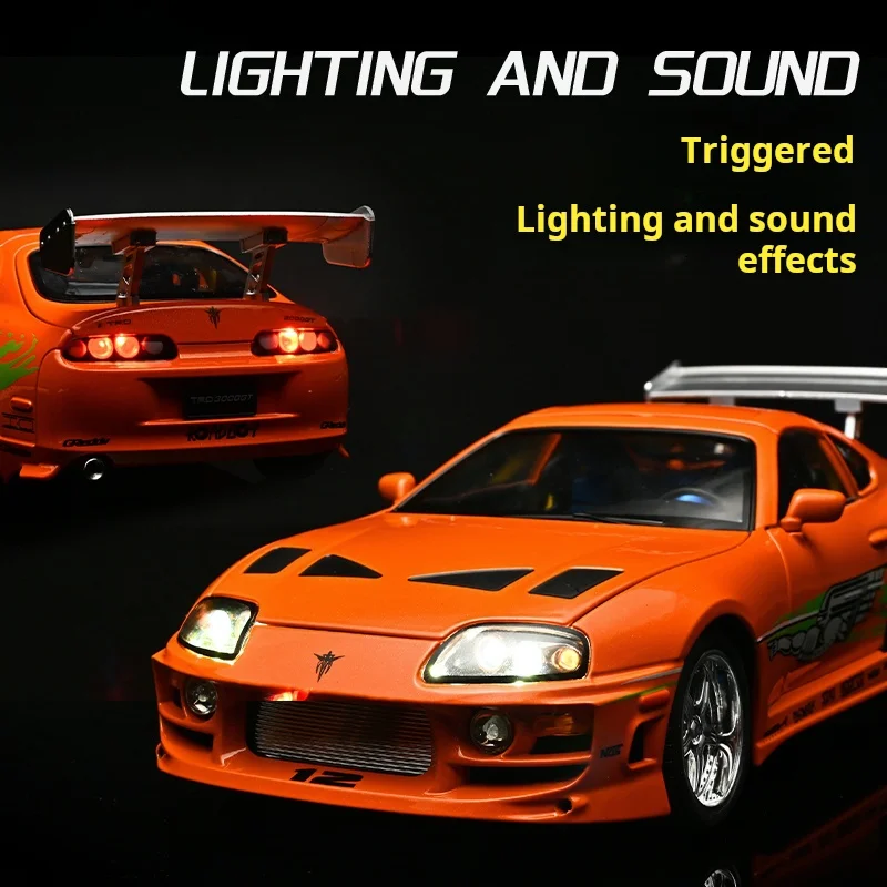 Premium Diecast Alloy Car with Openable Doors, Sound & Light Features - Collectible Ornament Gift