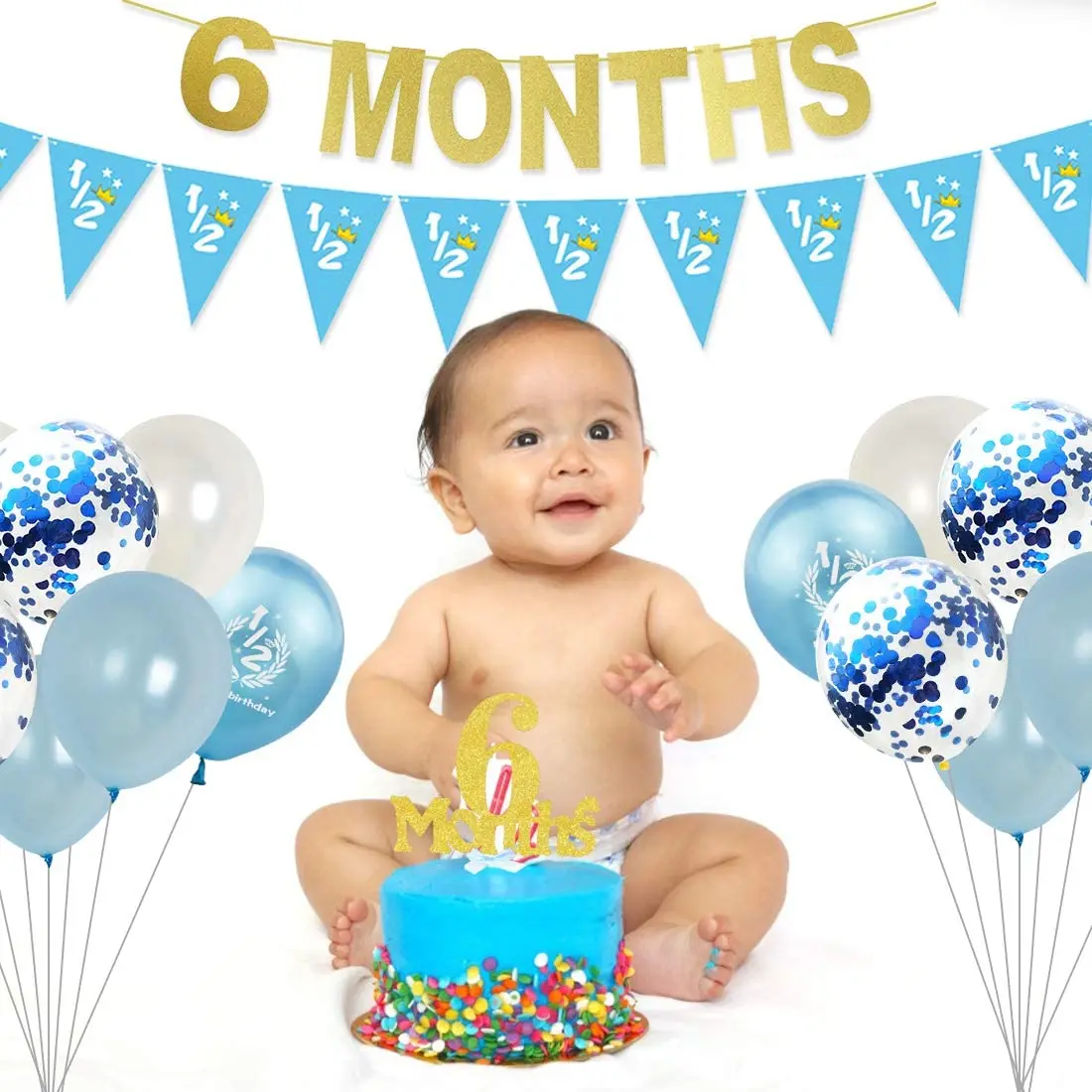 Topper Per Torta 6 Mesi - Decorazione Baby Shower E Mezzo Compleanno | Design Carino Con Stuzzicadenti - Foto 9