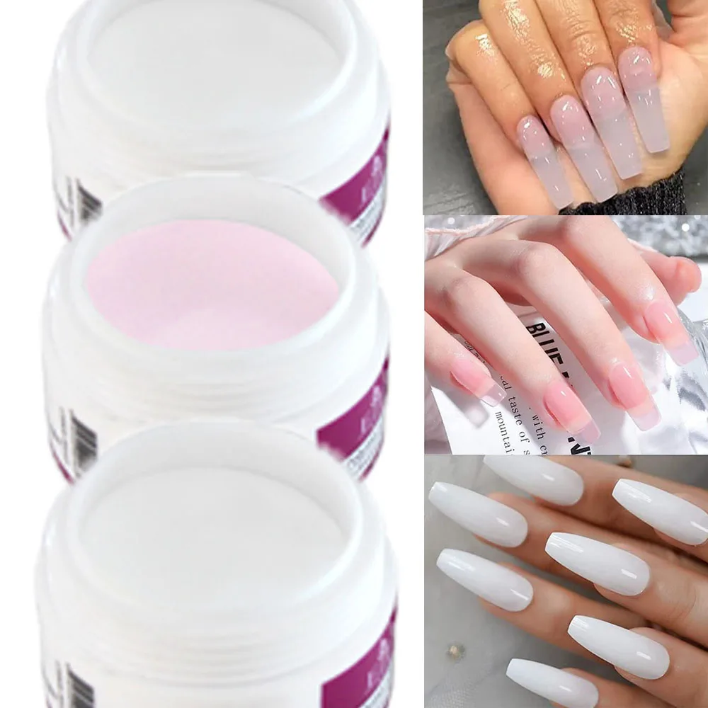 10g/Jar Professional Acrylic Nail Powder Clear White Pink 3IN1 Crystal Dust for Nail Art Extension Carved Polymer Acrylic Powder