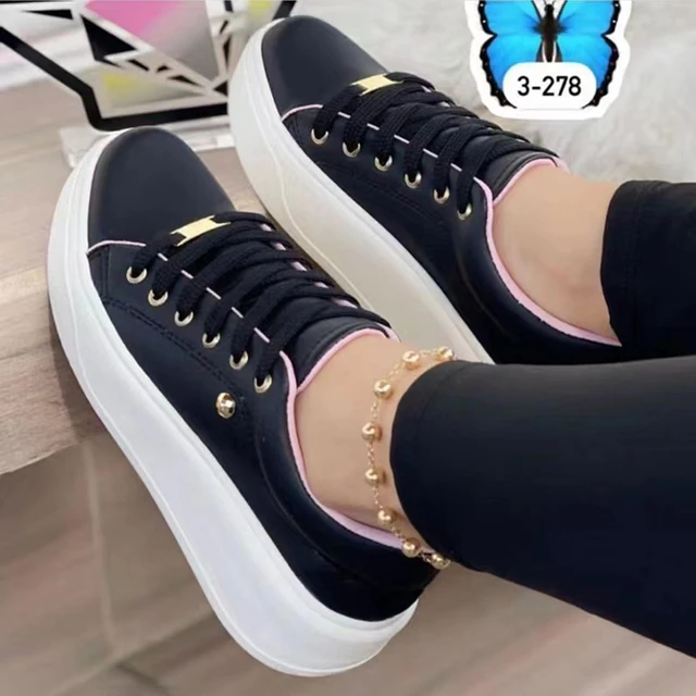 overliggende Tilkalde regiment 2023 Women Sneakers Lace-up Round Head Platform Sports Shoes Fashion Spring  Autumn Female Walking Flats Ladies Vulcanize Shoes - Flats - AliExpress