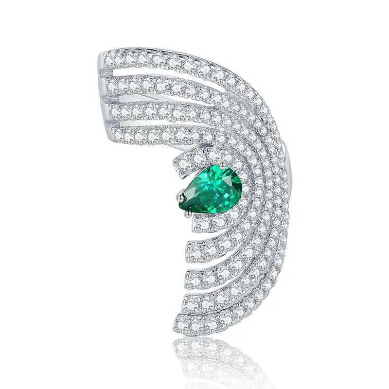 

2023 new S925 silver Europe America cross-border luxury inlay 5 * 7 pear shaped imitation Emerald ring