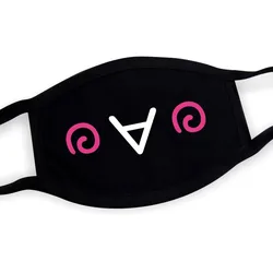 Cozy Black Cotton Cartoon Face Mask - Unisex Winter Warmth & Anti - Dust Protection (A)
