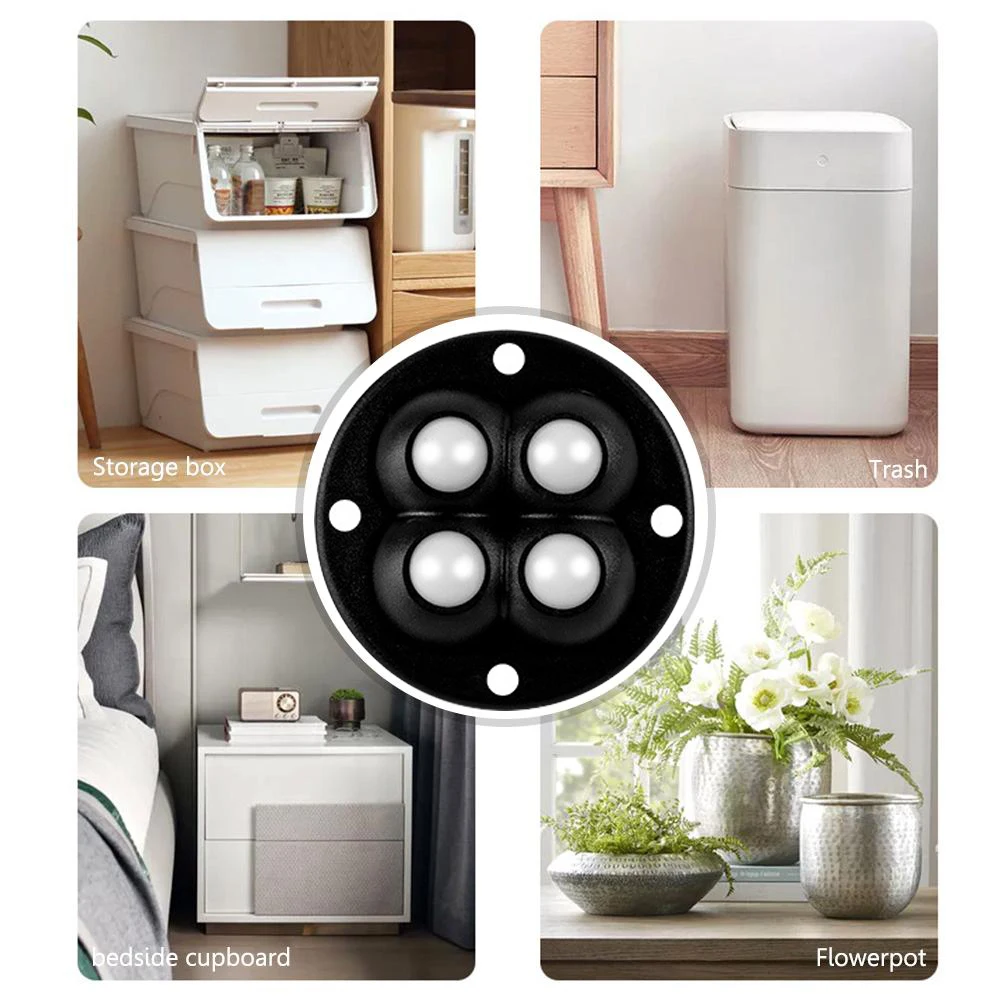 4-60pcs For Furniture Stainless Steel 360 Degree Roller Self Adhesive Furniture Caster Home Strong Load-bearing Universal Wheel