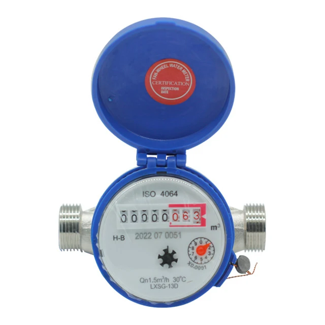 LXSG-13D ISO4064 Class B Single Jet Water Meter Dry Dial Brass Nickel Plated Mag