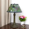 12 Inches Lampshade Stained Glass American Dragonfly Flower Vintage Bronze Flush Mount Tiffany Table Lamp 6