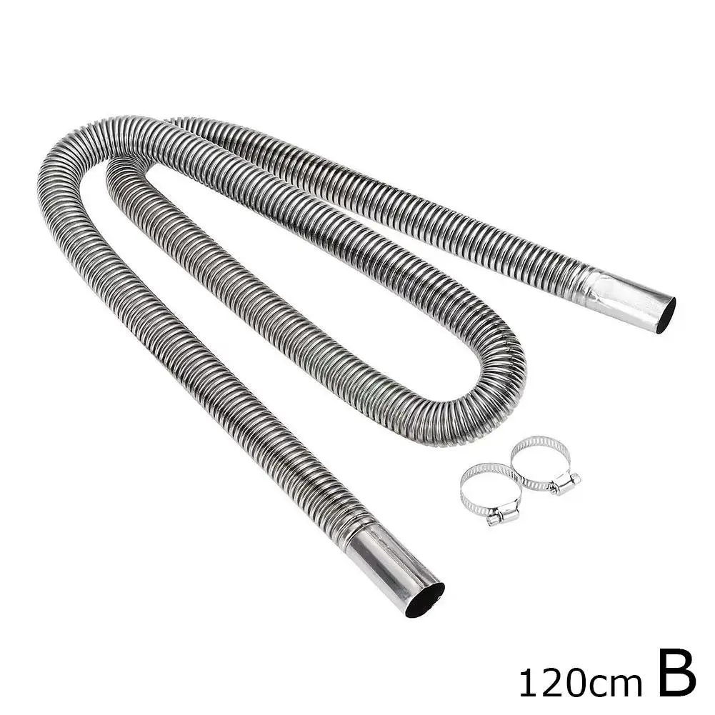 100/120/250cm Steel Exhaust Pipe Air Parking Gas Diesel Vent Hose Truck Car Car Tailpipe Accessories Heate S2S0