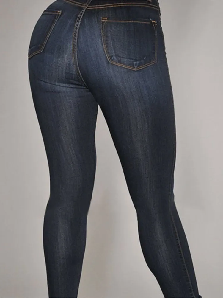 High Waist Push Up Jeans Pants For Women High Elastic Stretch Ladies Jeans Mom Trousers Washed Denim Skinny Pencil Pants 3