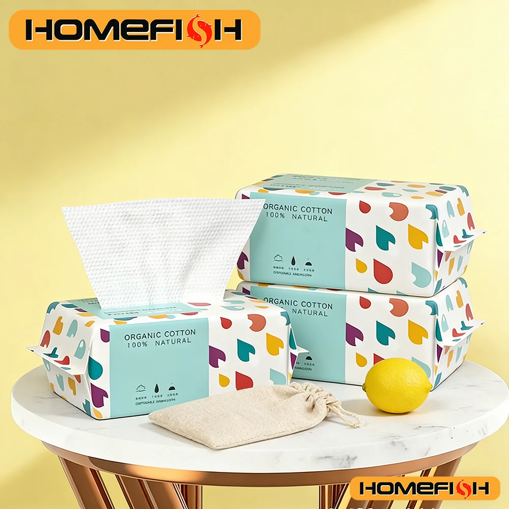 Soft Cotton Disposable Thick Face Towel - Dry Makeup Removing Cleanser Towelettes For Skin Care - 3