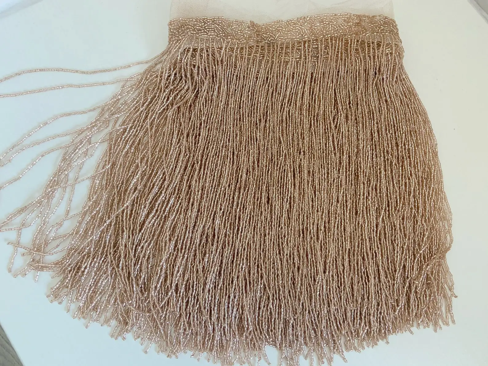 2 Yard Gold Tassel Trim Beaded Fringe Trim Indian Bead Lace Dupatta Border Crafting Bag Dress Glass Bead 25 Cm Wide