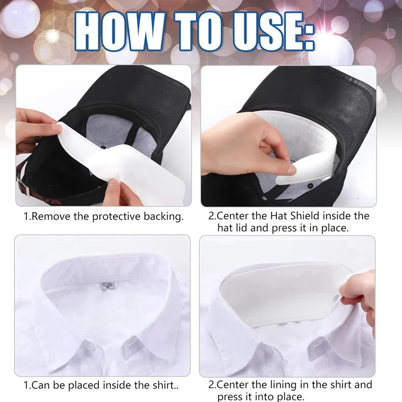 100 Pcs Hat Sweat Liner Golf Absorbent Sweat Pad Odor Soft Hat Sweat Protector Disposable Hard Hat Sweatband 3