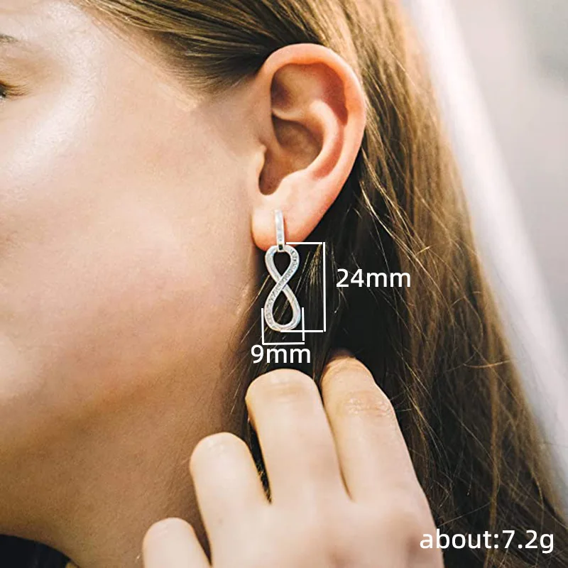 Orecchini in argento sterling 925 con zirconi semplici amore