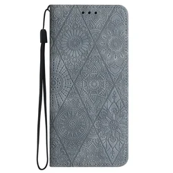 Mandala Leather Magnetic Phone Case Cover - Samsung A52S 5G (GRAY)