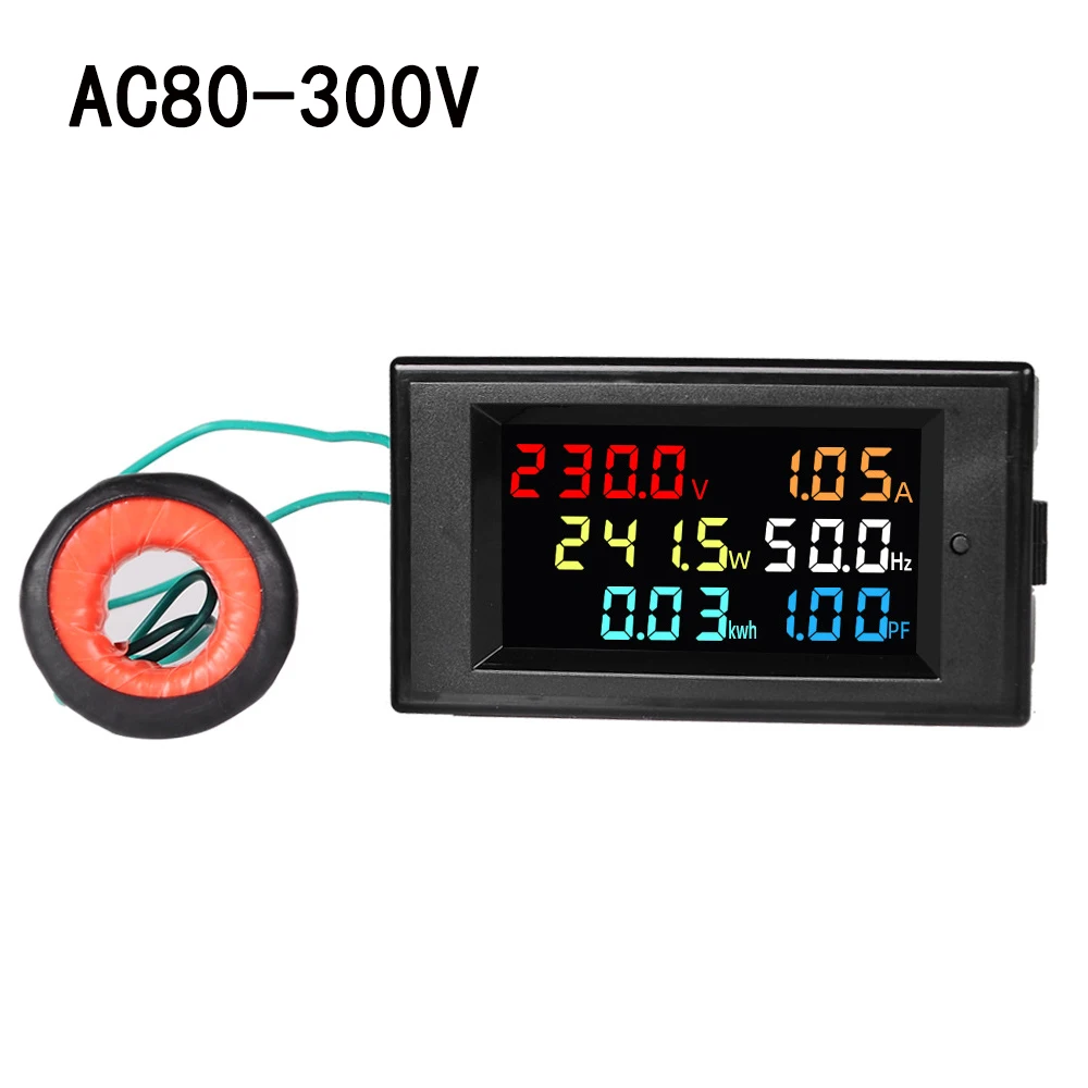 

SPM003 ЖК цифровой HD цветной экран Напряжение Ток фактор мощности активный кВтч Электрический измеритель частоты энергии 100 А монитор мощности