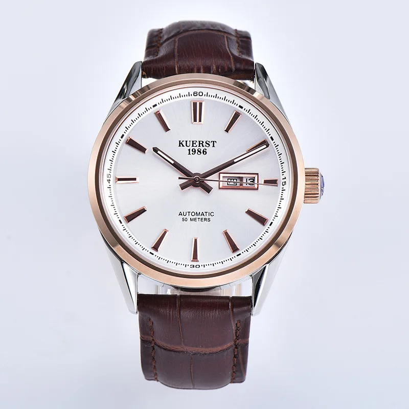 Elegant Men Women Automatic Watch 50 meters Waterproof Business Watches Cow Leather Band Wristwatch