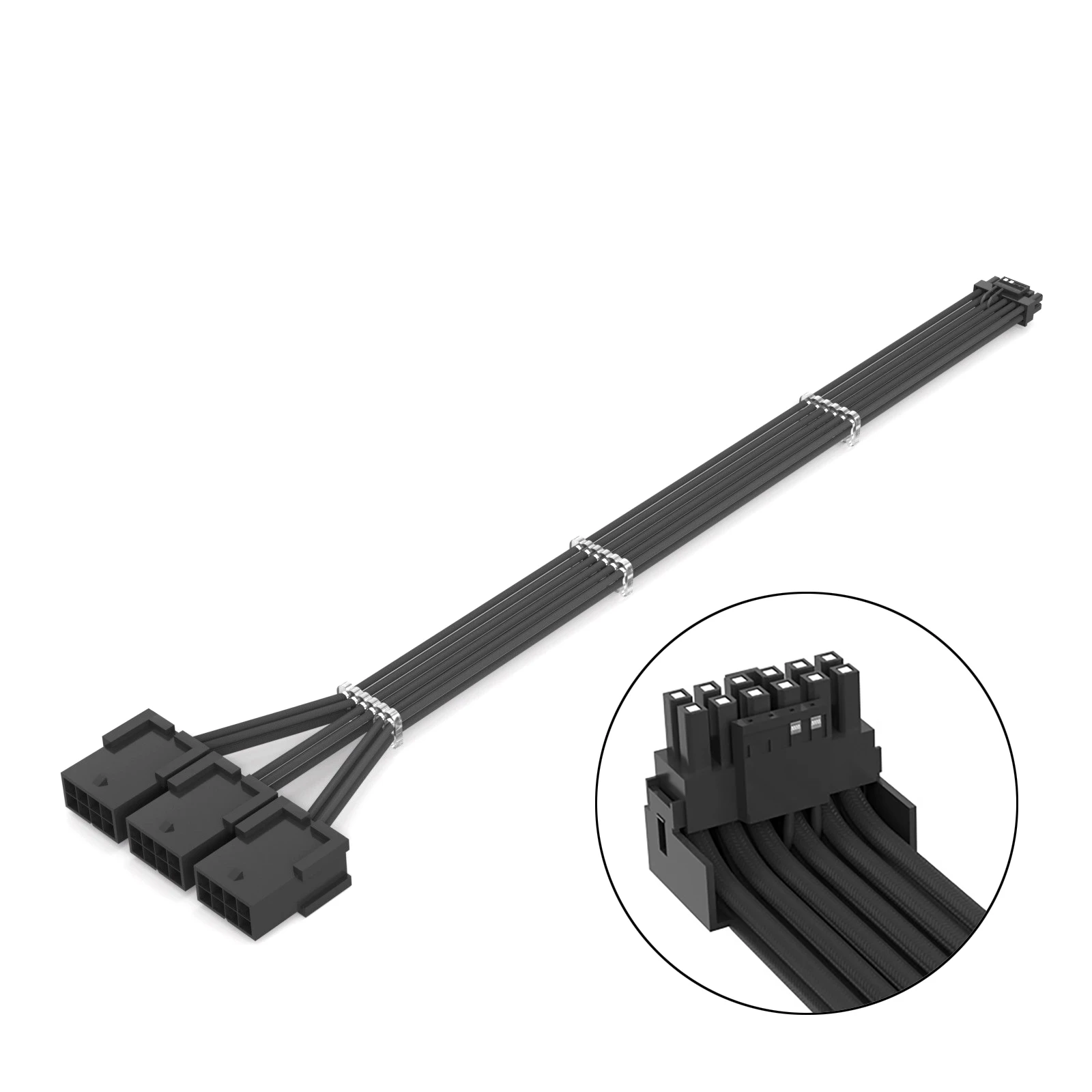 

PCI-e 5.0 GPU Power Adapte Cable 30cm 12VHPWR 12+4Pin Male to 3x8Pin Female Sleeved Cable 600W PCIe 5 Power Cable For RTX 3090Ti