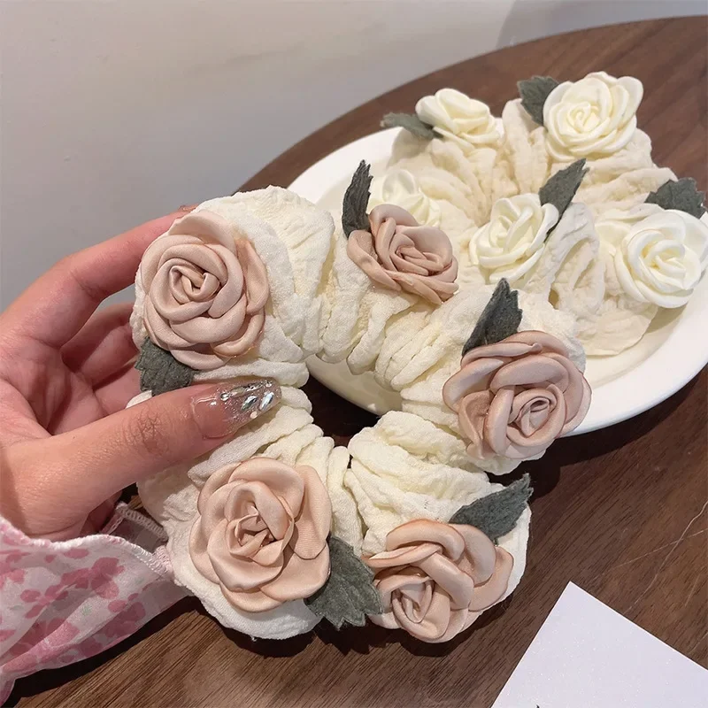 Chic French Floral Oversized Hair Scrunchies - Elegant High Elastic Hair Accessory