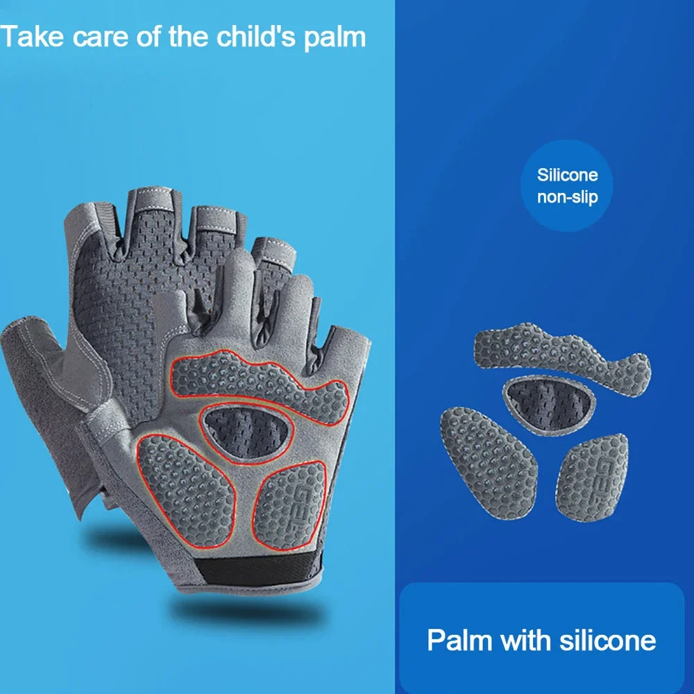 Kids Cycling Gloves Half Finger Bike Gloves Non-Slip Biking MTB Bicycle for Workout Boys & Girls