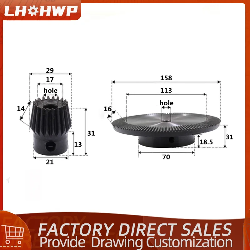 1คู่90องศาเกียร์ Bevel Gears 1.75M15ฟัน + 90ฟันกระบวนการ Hole 10Mm