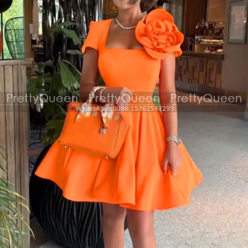 Customized Mini Bridesmaid Dresses With short Sleeves Flower Puffy A ...