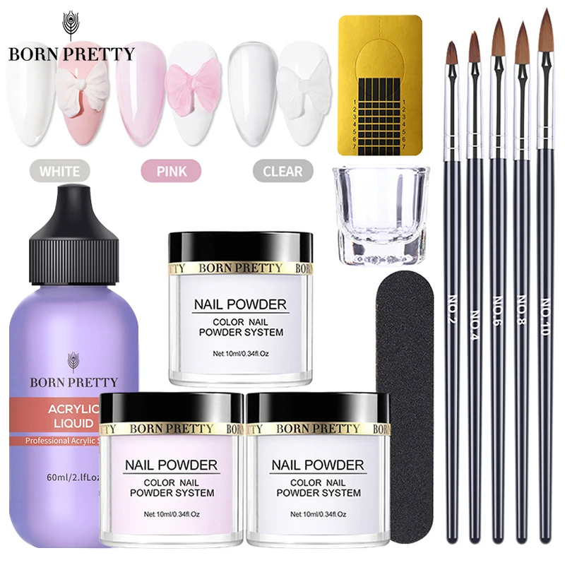 Acrylic Powder Set Pink White Clear Acrylic Nail Kit for Nails Extension Professional Nail Art Liquid Set nail powder nail acrylic liquid acrylic nail powder nail kit