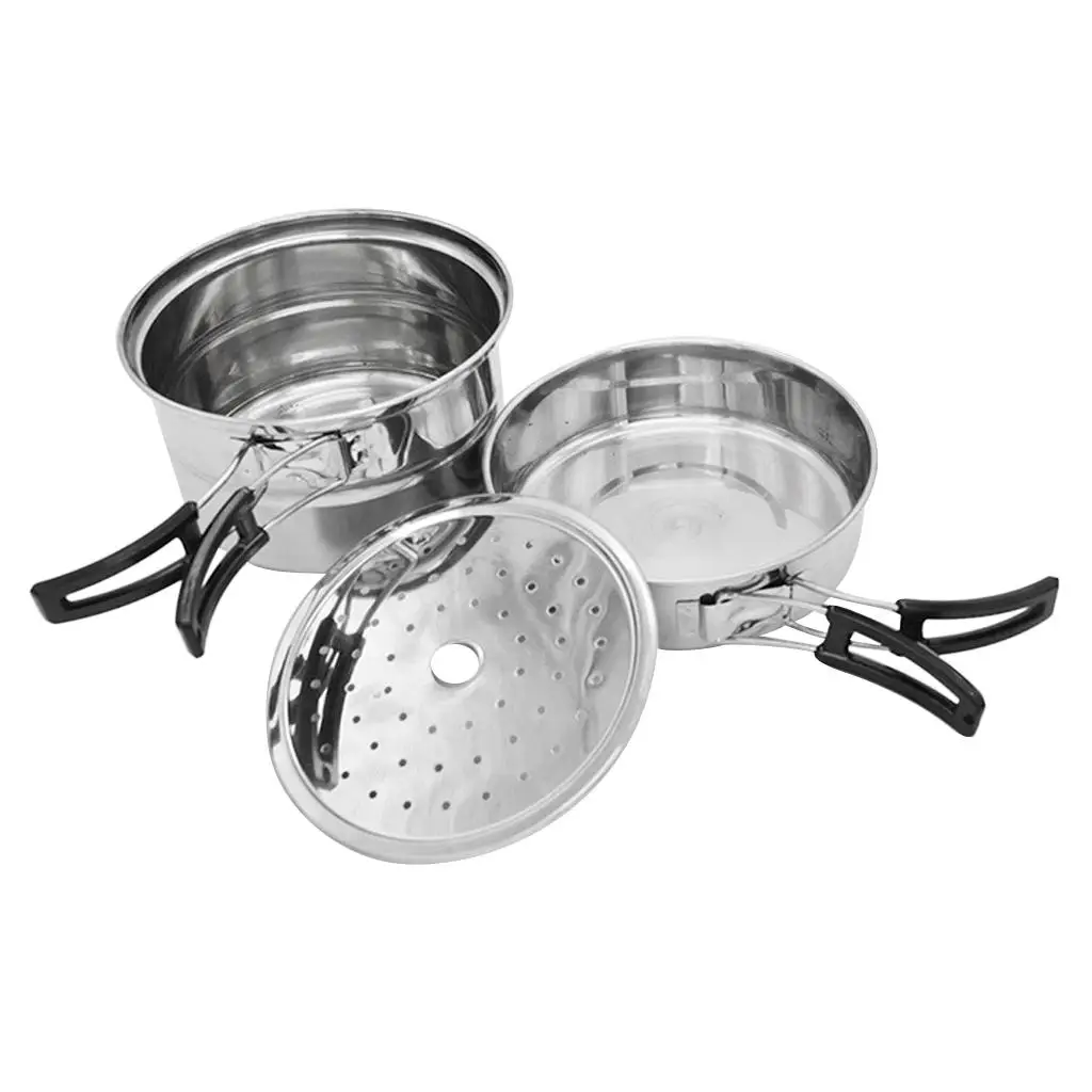 Camping Cooking Pot Frying Flat Pan Set Ultralight Utensils Outdoors Picnic