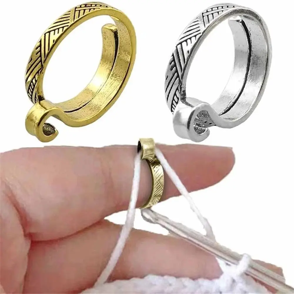 1/2Pcs Adjustable Crochet Finger Ring Tension Ring Open Yarn Guide Finger  Clip Knitting Finger Wear Yarn Tools Sewing Accessory - AliExpress