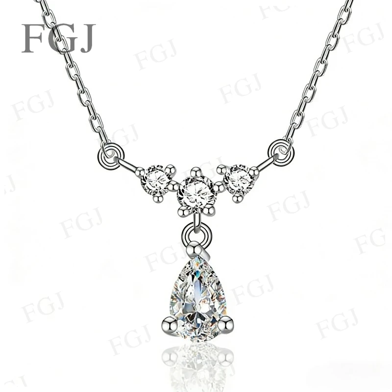 925 Sterling Silber Halsketten Kette Wassertropfen 1ct Moissanit D-Farbe Anhänger Halskette Damen Modeschmuck Jubiläumsgeschenk – Detail 8
