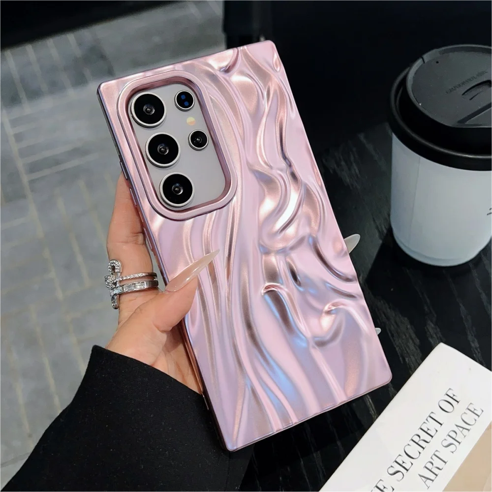 Glossy Plating Phone Case with Matte 3D Wave Design