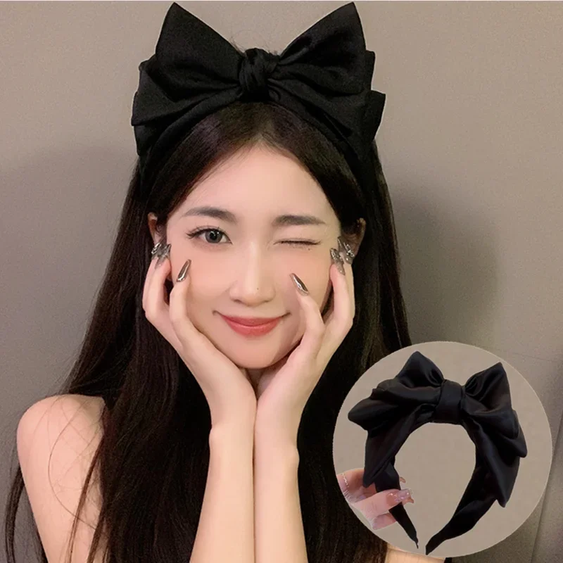 

Korean Fashion Black Bow Head Band Big Size 3D Hair Hoop Women Elegant Barrettes Headwear Girls Hair Accessories