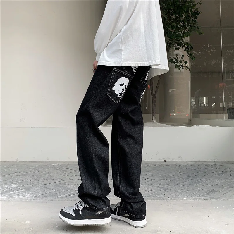 Jean Baggy Homme Taille Basse - Style Y2K Vintage, Coupe Droite, Confortable Pour Automne/Hiver