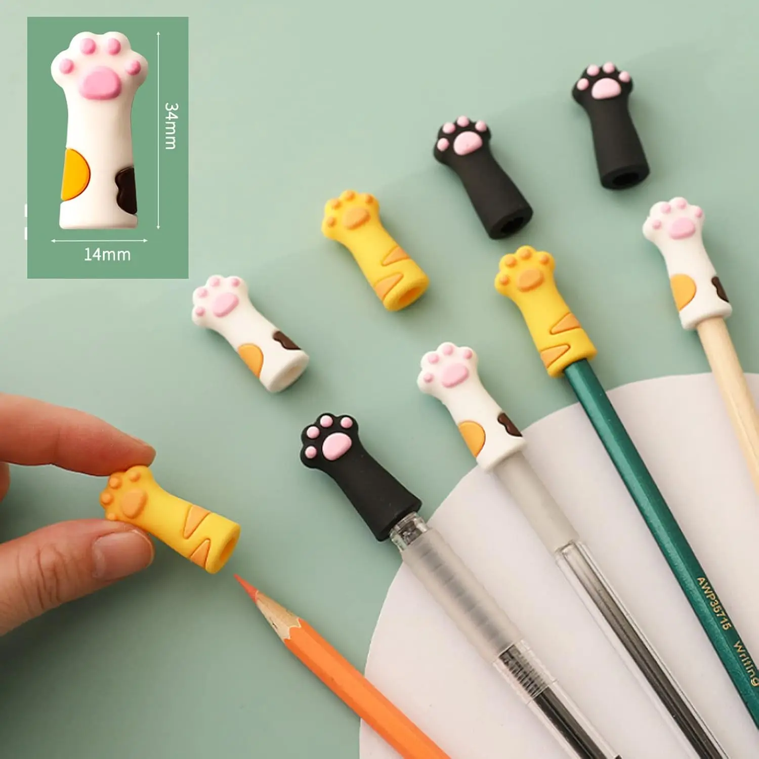 Cute Cat Paw Pencils Cap Pencil Holder, 12pcs Cat Paw Pencil Extender Holder, Manicure Pedicure Tool Protector 3