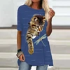 Cat Animal 3D Print T-Shirts Women Summer Streetwear Tees O-Neck Short Sleeve T Shirt Oversized Tunic Y2K Tops Female Clothing