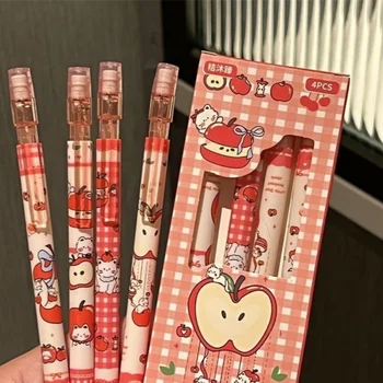 ❤️ 4 matite meccaniche da 0,5 mm con gomma, scrittura fluida, cancellabili, automatiche, per scuola, ufficio, articoli di cancelleria per studenti
