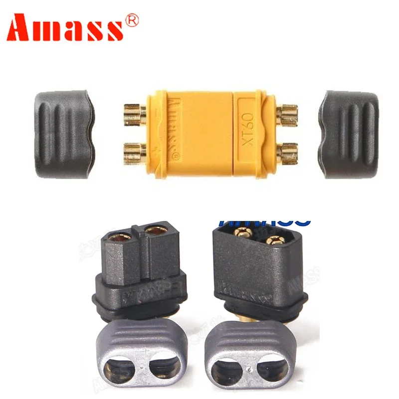 Vue d'ensemble du lot 10 connecteurs XT60 Amass mâle et femelle pour batterie Lipo RC.