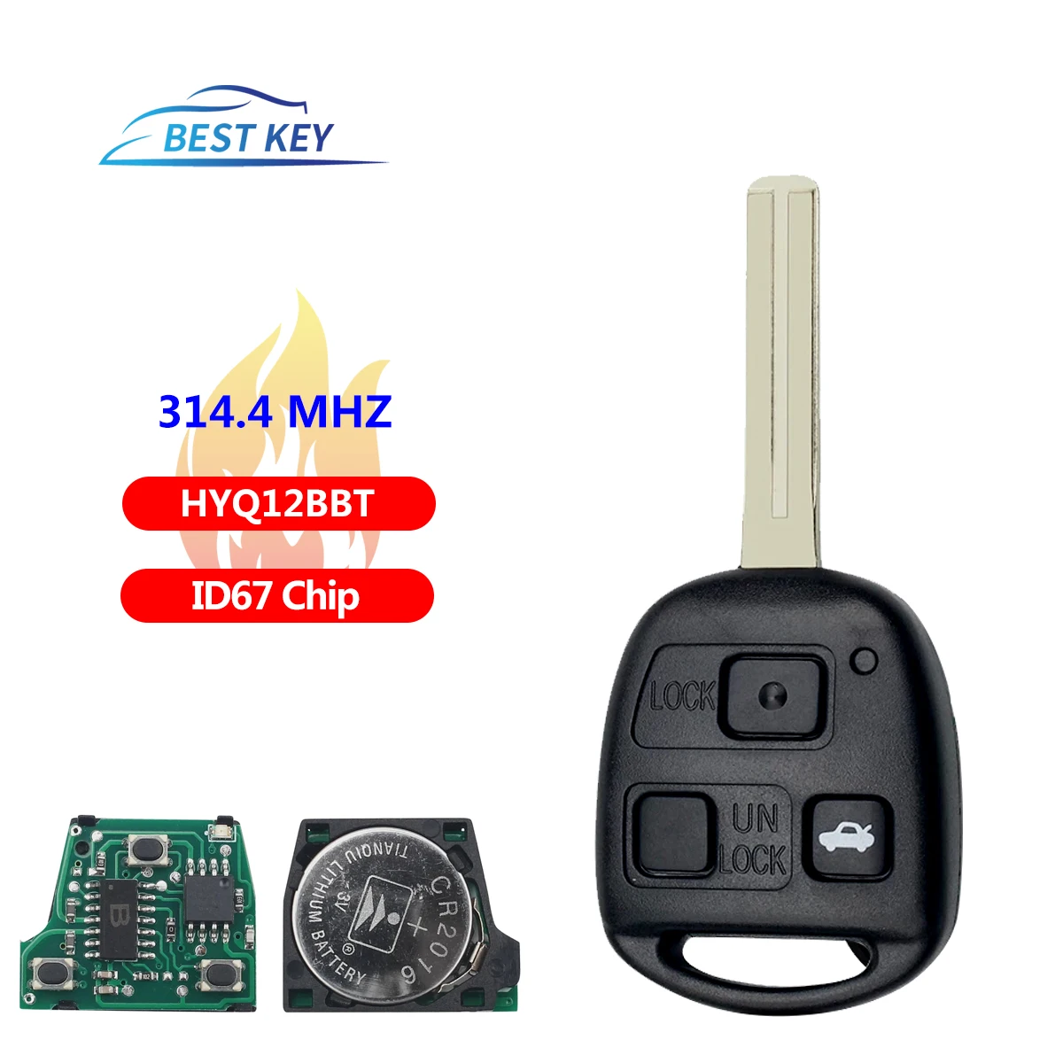 BEST KEY  314.4 Mhz HYQ12BBT RX350 2007-2009 LS430 ES330 SC430  3 Buttons Fob 4D67 Chip Car Remote Key For Lexus RX330 2004-2006 jingyuqin hyq12bbt remote control car key 4d68 chip 314 4mhz for toyota for lexus rx330 rx350 rx400h rx450h 3 buttons fob
