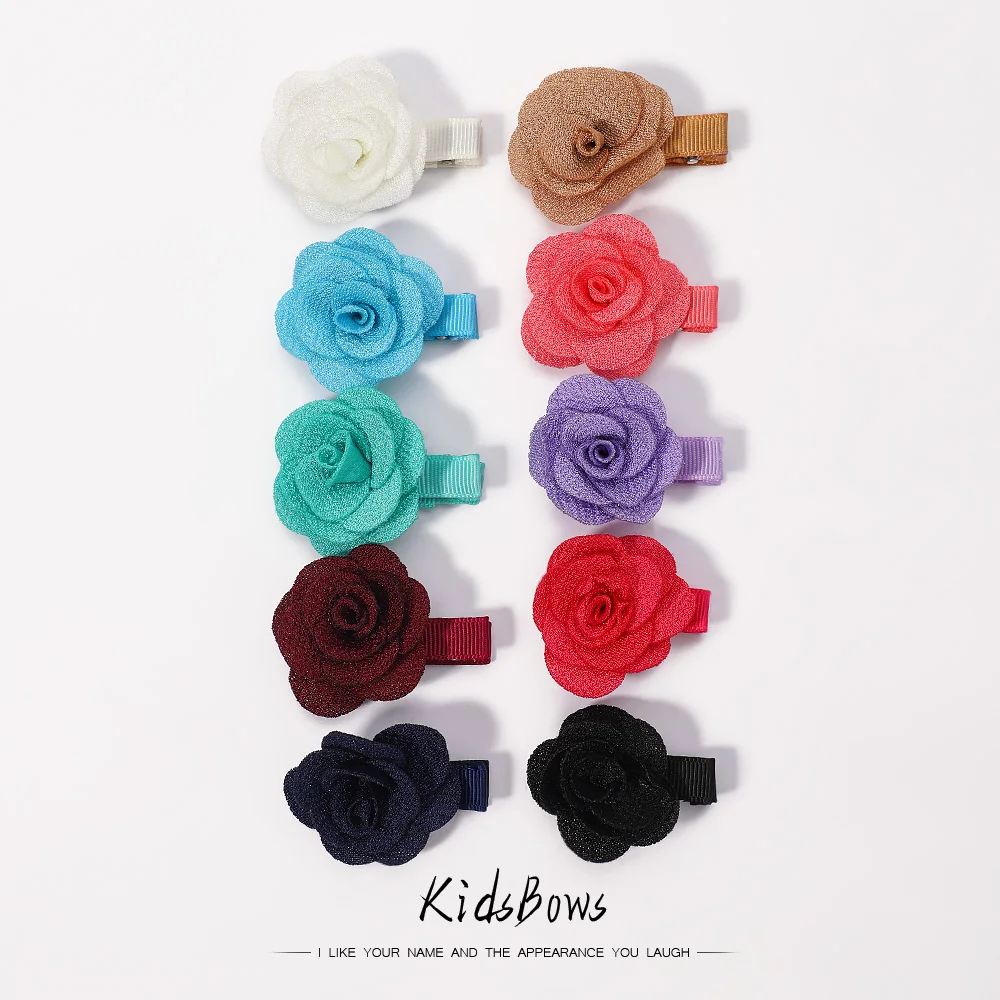 

5Pcs/Set 1.7'' Sweet Rose Flower Hair Clips For Kids Girls Mini Solid Color Hairpins Barrettes Headwear Fashion Hair Accessories