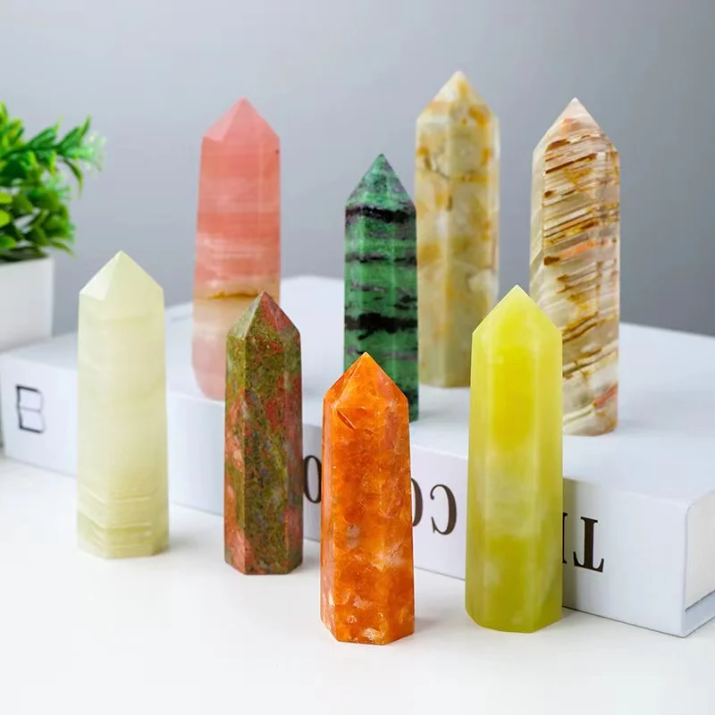 Natural Crystal Point Towers Healing Amethyst Rose Quartz Energy Ore Mineral Hexagonal Prisms Obelisk Wand Craft Home Decoration