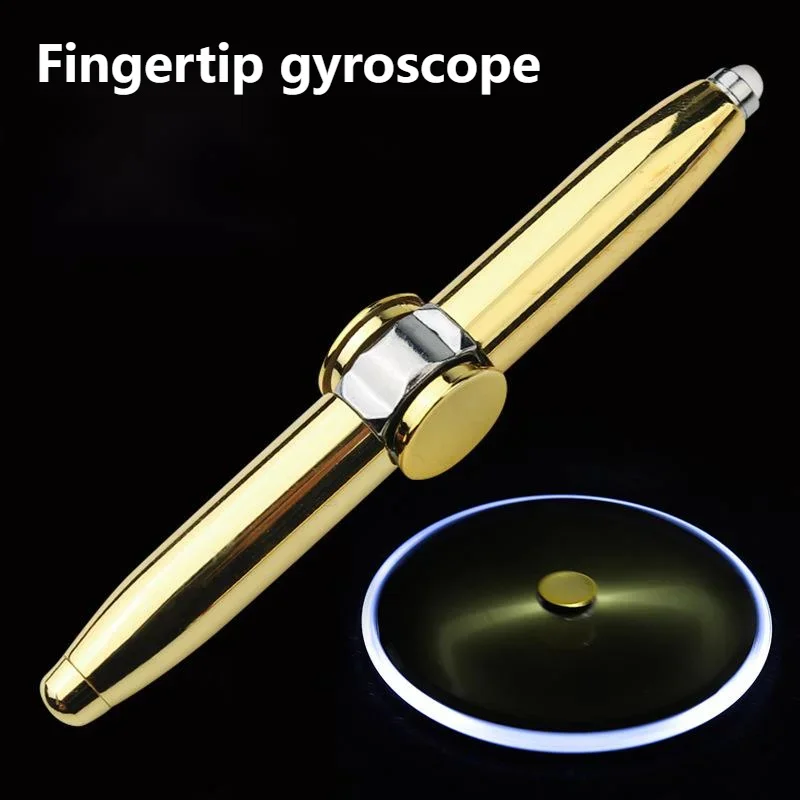 Multi Functional Pen Fingertip Gyro LED Light-emitting Gyro Pen Creative Cute Stationery Metal Neutral Rotating