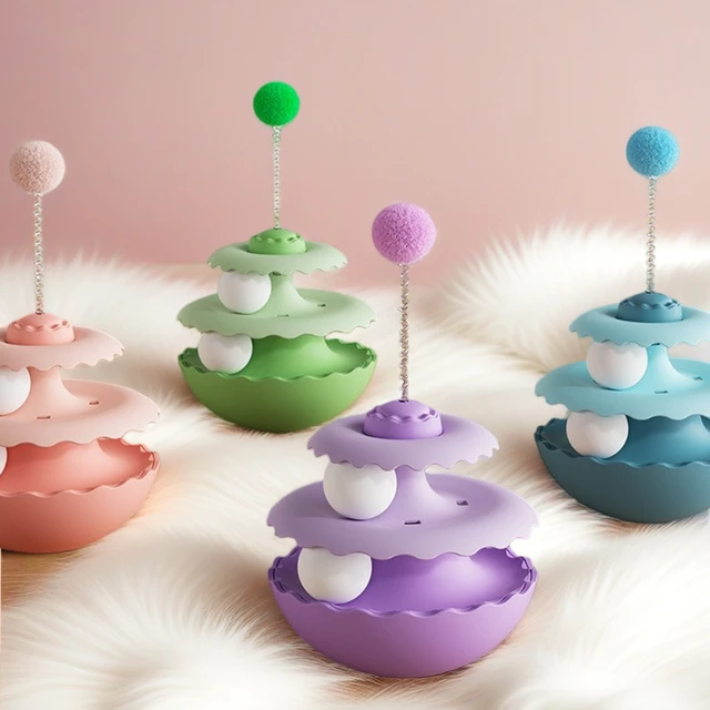 2-Tiers Self-Play Wobbler Toy for Cats: Dopamine Color Spinning Toys- Automatic Teaser for Indoor Fun & Boredom Relief 5
